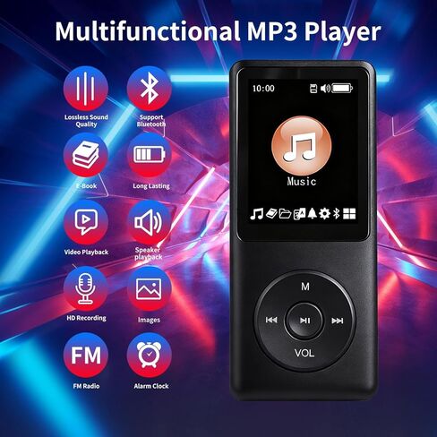 128GB MP3 Player with Bluetooth - Portable Music Player for Kids - with Built-in HD Speaker, Voice Recorder, HiFi Sound, E-Book (Included Earphones) in Kuwait