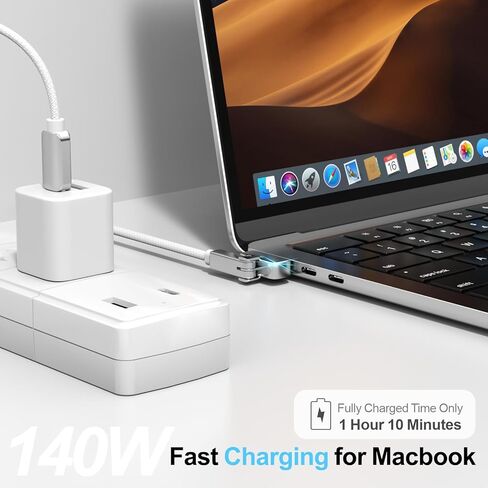 كابل شحن مغناطيسي 3 بقوة 140 وات بطول 6.6 أقدام (2 متر)، سلك USB-C مجدول إلى سلك مغناطيسي 3 متوافق مع MagSafe 3 لجهاز M1-M4 MacBook Pro 14 بوصة/16 ​​بوصة (2021-2025) وAir 13 بوصة/15 بوصة (2022-2025)، شحن سريع in Kuwait