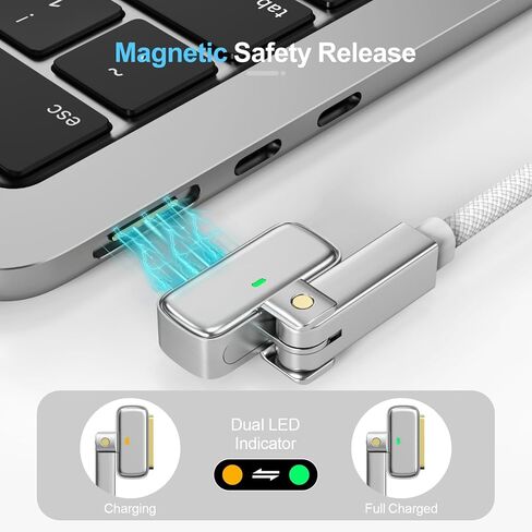 كابل شحن مغناطيسي 3 بقوة 140 وات بطول 6.6 أقدام (2 متر)، سلك USB-C مجدول إلى سلك مغناطيسي 3 متوافق مع MagSafe 3 لجهاز M1-M4 MacBook Pro 14 بوصة/16 ​​بوصة (2021-2025) وAir 13 بوصة/15 بوصة (2022-2025)، شحن سريع in Kuwait