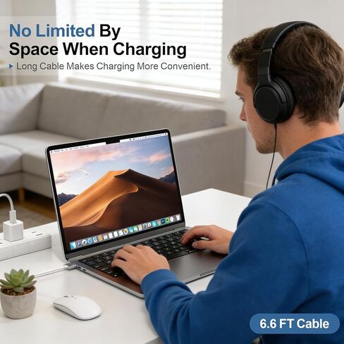 كابل شحن مغناطيسي 3 بقوة 140 وات بطول 6.6 أقدام (2 متر)، سلك USB-C مجدول إلى سلك مغناطيسي 3 متوافق مع MagSafe 3 لجهاز M1-M4 MacBook Pro 14 بوصة/16 ​​بوصة (2021-2025) وAir 13 بوصة/15 بوصة (2022-2025)، شحن سريع in Kuwait