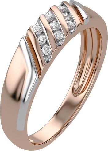 1/10 Cttw White Natural Round Diamond Two Tone Mens Wedding Band Ring In 14k Gold Over Sterling Silver (I-J Color, I2-I3 Clarity) in Saudi Arabia