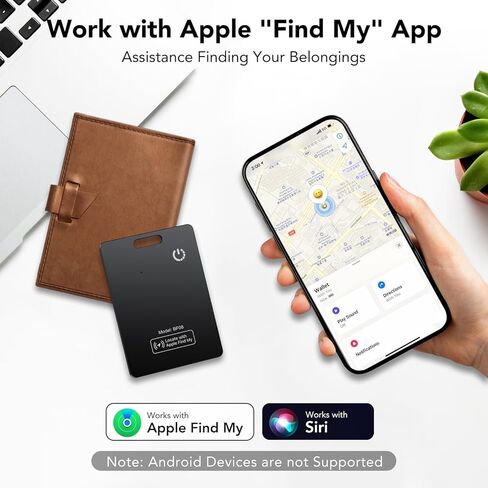 2 Pack Wallet Tracker Card [Apple MFi Certified] Air Tracker Tag (iOS only), IP68 0.11in Rechargeable Smart Card Work with Apple Find My, Keys Finder and Item Locator for Passport, Bags, Laptop, Black in Kuwait