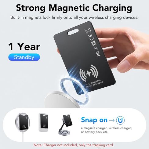 2 Pack Wallet Tracker Card [Apple MFi Certified] Air Tracker Tag (iOS only), IP68 0.11in Rechargeable Smart Card Work with Apple Find My, Keys Finder and Item Locator for Passport, Bags, Laptop, Black in Kuwait