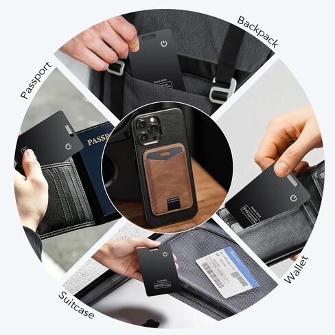 2 Pack Wallet Tracker Card [Apple MFi Certified] Air Tracker Tag (iOS only), IP68 0.11in Rechargeable Smart Card Work with Apple Find My, Keys Finder and Item Locator for Passport, Bags, Laptop, Black in Kuwait
