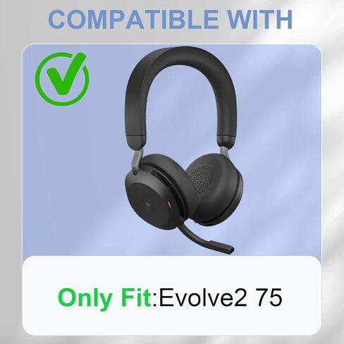 Replacement Ear Pads for Jabra Evolve2 75 (Do Not fit Evolve 75) On-Ear Wireless Headphone, Ear Cups Cover, Soft Leather＆Memory Foam Headset Cushions-Black in Kuwait