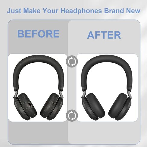 Replacement Ear Pads for Jabra Evolve2 75 (Do Not fit Evolve 75) On-Ear Wireless Headphone, Ear Cups Cover, Soft Leather＆Memory Foam Headset Cushions-Black in Kuwait