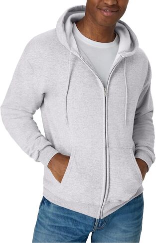 Hanes EcoSmart Full-Zip Hooded Sweatshirt 2XL Smoke Grey in Saudi Arabia