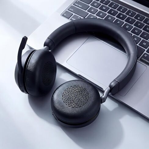 Replacement Ear Pads for Jabra Evolve2 75 (Do Not fit Evolve 75) On-Ear Wireless Headphone, Ear Cups Cover, Soft Leather＆Memory Foam Headset Cushions-Black in Kuwait