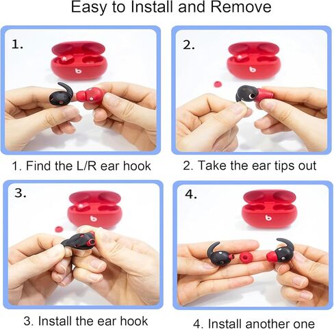 Ear Hooks Compatible for Beats Studio Buds and Studio Buds + /(Plus), [5 Pairs] Anti-Slip Ear Cover Silicone, Replacement Ear Tips Holder for Earbuds Accessories, [NOT Fit in Case], Black in Kuwait