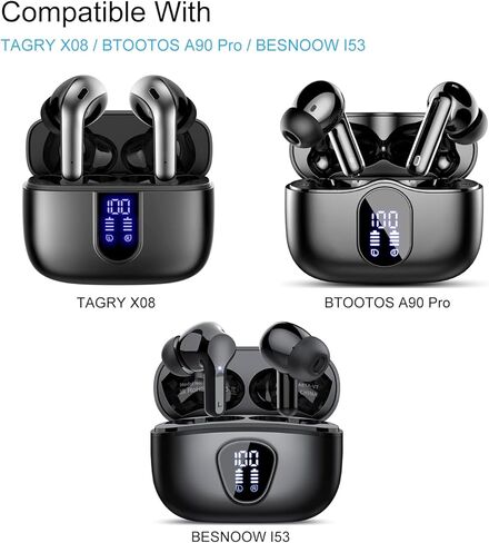 Ear Tips Replacement for TAGRY X08 / BESNOOW I53 / Btootos A90 PRO Wireless Earbuds, Silicone Earbuds Tips, 9 Pairs (S/M/L) Black in Kuwait