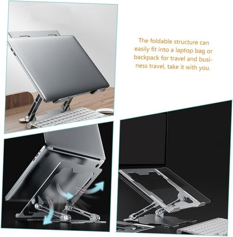 حامل كمبيوتر محمول معدني قابل للتعديل للمكتب مع حامل تبريد للكمبيوتر اللوحي، حامل من سبائك الألومنيوم متوافق مع أجهزة MacBook وأجهزة الكمبيوتر المحمولة، حامل كمبيوتر محمول مريح للمكتب والمنزل in Kuwait