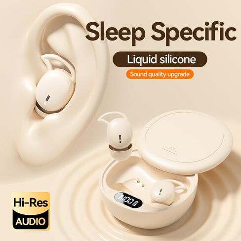 سماعات رأس Sleep Bluetooth 5.4، سماعات أذن لاسلكية عالية الدقة لمدة 60 ساعة للنوم الجانبي، استخدام فردي لمدة 8 ساعات، شحن سريع من النوع C، شاشة LED، حافظة غطاء منزلق، إلغاء الضوضاء in Kuwait