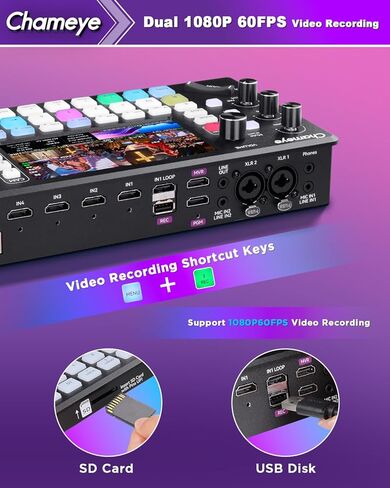 Chameye 4K HDMI PTZ Camera with AI-Auto Tracking, 20X Optical Zoom, M500 4K HDMI Video Switcher Integrated Pro PTZ Controller for Church Worship Conference Live Service (CH420X3+M500) in Kuwait