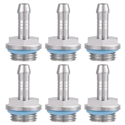 6PCS PC Water Cooling Two Touch Fitting, Stainless Steel G1/4 Thread Barb Connector with Hidden Silicone Ring for Water Blocks Radiators Pumps (7.2mm) in Kuwait