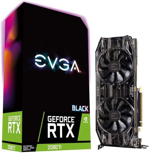 EVGA GeForce RTX 2080 Ti XC Black Edition Gaming، 11GB GDDR6، مراوح HDB مزدوجة، RGB LED، لوحة خلفية معدنية، 11G-P4-2282-KR in Kuwait