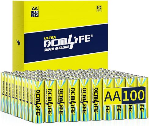 DCMLIFE AA Batteries 100 Pack Double A Batteries,Long-Lasting Alkaline AA Battery for Household Devices,Leakproof,10-Year Shelf Life in Kuwait