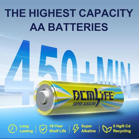 DCMLIFE AA Batteries 100 Pack Double A Batteries,Long-Lasting Alkaline AA Battery for Household Devices,Leakproof,10-Year Shelf Life in Kuwait