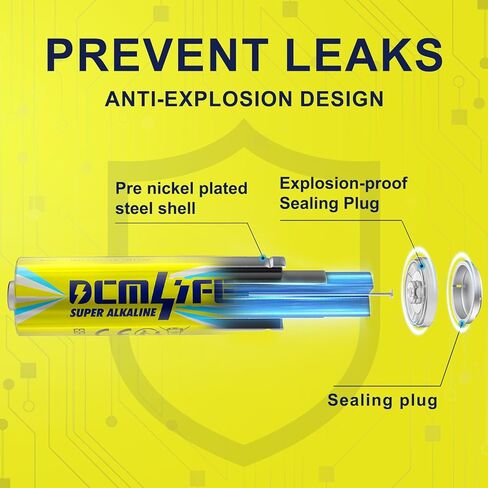 DCMLIFE AA Batteries 100 Pack Double A Batteries,Long-Lasting Alkaline AA Battery for Household Devices,Leakproof,10-Year Shelf Life in Kuwait