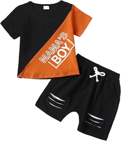 Kucnuzki Toddler Baby Boy Clothes Outfits Short Summer Sleeve Letters Printed Shirt Shorts Sets 2PC Little Boy Clothing in Saudi Arabia