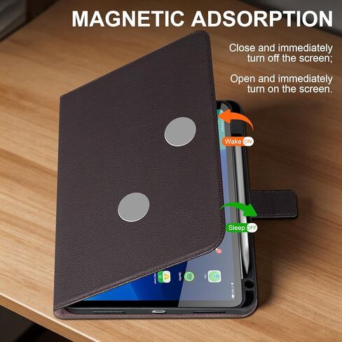 حافظة جلدية أصلية لجهاز iPad 12th/11th/10th Gen (11 بوصة/10.9 بوصة) 2025-2022 مع حامل أقلام وحامل قابل للتعديل، إغلاق مغناطيسي، غطاء تنبيه/نوم تلقائي، أسود in Kuwait