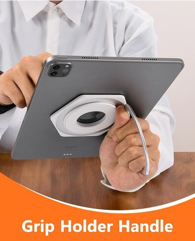 OATSBASF Universal Tablet Stand Hand Strap Holder, 360 Degrees Adjustable Handle Grip, Metal Magnetic Ring Holder, Compatible for iPad/Galaxy Tab and All 6-13" Tablets (White) in Kuwait