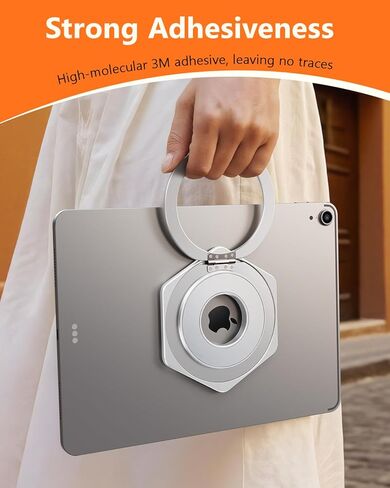 OATSBASF Universal Tablet Stand Hand Strap Holder, 360 Degrees Adjustable Handle Grip, Metal Magnetic Ring Holder, Compatible for iPad/Galaxy Tab and All 6-13" Tablets (White) in Kuwait