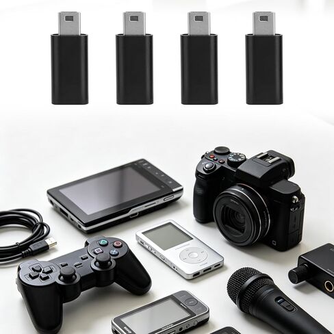 4 قطع من محولات USB-C إلى USB صغير، موصل تحويل USBc أنثى من النوع C إلى USB 2.0 صغير يدعم الشحن ومزامنة البيانات ونقل الصور المحمولة المتوافقة مع الكاميرات الرقمية ومشغلات MP3 والأجهزة الأخرى in Kuwait