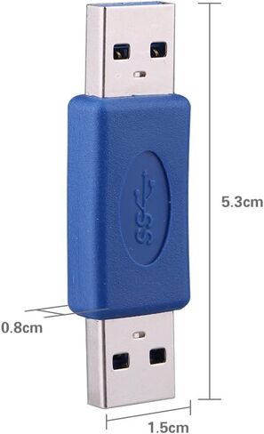 USB 3.0 Type A Male to Type A Male MM Connector Durable for Tight Spaces Extending Cable Blue for Computer USB 3.0 and 2.0 Ports 1pc in Kuwait