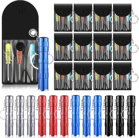 24 Pcs Mini Screwdriver Keychains LED Flashlights Keychain Set Adult Pinata Stuffers Father's Day Neighbor Gifts for Men, Tool Party Favors No Batteries Included in Kuwait