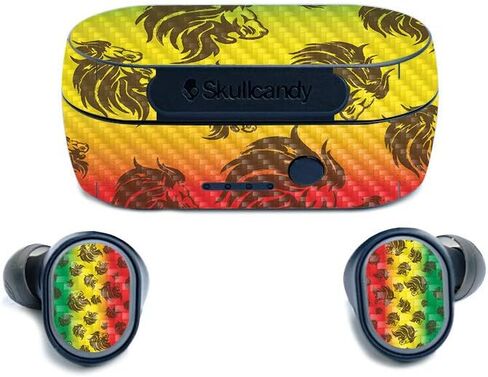 غلاف MightySkins من ألياف الكربون لسماعات الأذن اللاسلكية SkullCandy Sesh True - Rasta Lion | لمسة نهائية واقية ومتينة من ألياف الكربون | سهل التطبيق والإزالة وتغيير الأنماط | صنع في الولايات المتحدة الأمريكية in Kuwait