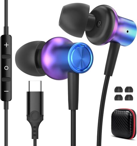سماعات أذن USB C سلكية لهاتف iPhone 17 16 16e 17e 17 Pro Max لسماعات Samsung السلكية، سماعات أذن سلكية من النوع C لهاتف Samsung Galaxy S26 Ultra S25 S24 S23 A17 A37 A57/iPad 11 10th A16، Link-Purple in Kuwait