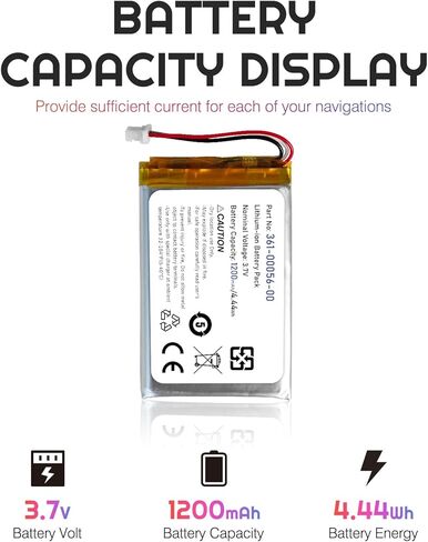 بطارية بديلة 1200 مللي أمبير في الساعة متوافقة مع Garmin Drive 50/51LM/LMT وnuvi 30/50/52/55 Series GPS، للطرازات 361-00056-00 و361-00056-50 in Kuwait