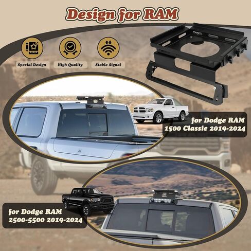 TOPOWN Drill-Free Cab Mount for Starlink Mini for Dodge RAM 1500 Classic (2019+), Truck Mount for Starlink Mini for RAM 2500-5500 2019-2024, Support Feet for Aluminum Body (US Patent) in Kuwait