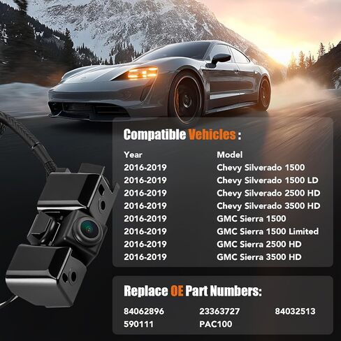 كاميرا احتياطية LCWRGS للرؤية الخلفية متوافقة مع 2016 2017 2018 2019 Chevy Silverado GMC Sierra 1500 HD 2500 HD 3500 HD Night Vision Park Assist عكس الكاميرا يستبدل # 84062896، 23363727 in Kuwait