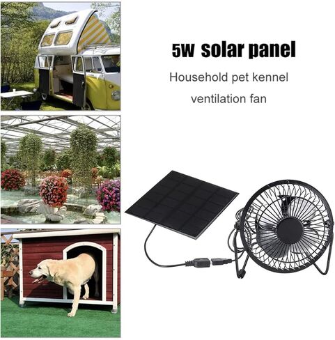 5W Solar Panel USB Fan, Portable Cooling Iron Fan WMonocrystalline Silicon, For Home Office Outdoor, Solar USB Cooling Power Bank in Kuwait