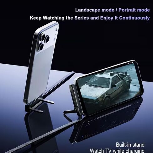 240W Fast Charging 2-in-1 Foldable Phone Stand & USB C Cable, Type-C Charger, USB PD 3.1 Power Delivery, High Output, Black in Kuwait