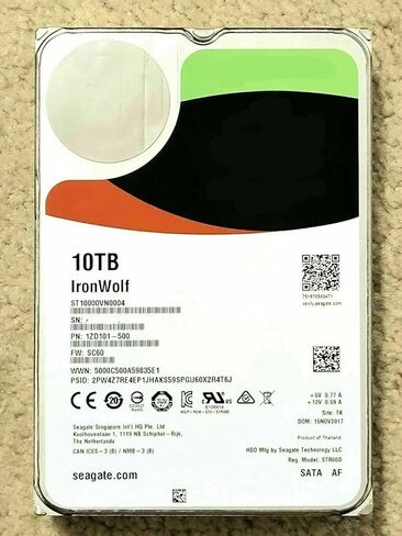 لقرص صلب داخلي ايرون وولف 10 تيرابايت 7200 دورة في الدقيقة 3.5 بوصة (ST10000VN0004) ناس in Kuwait