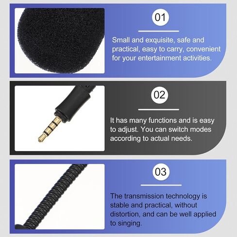 Toddmomy 4pcs Noise Cancelling Mini Microphones for Live Singing and Recording, in-line 4-Pole Plug, Portable Black Mics for Phone and PC Streaming in Kuwait