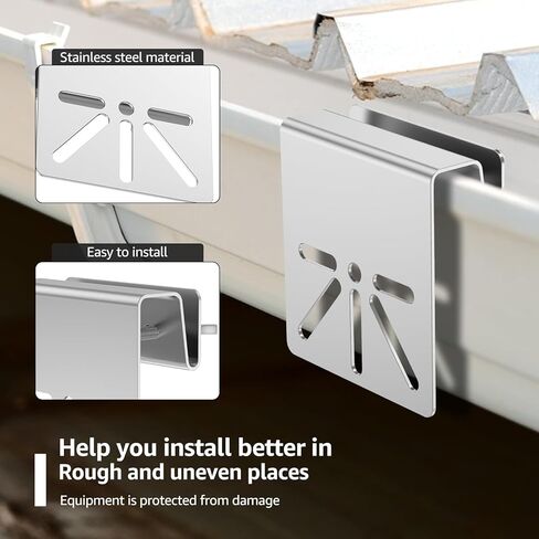 Gutter Mount Bracket Compatible with SoloCam S340/S330/E30, Solid Stainless Steel Holder, No Drill Installation with Anti-Rust Screws for Solar Panel Power, Outdoor(Silver) in Kuwait
