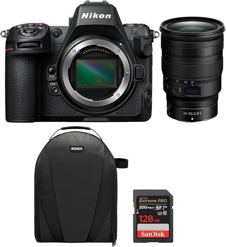 Nikon Z8 Full-Frame Mirrorless Camera with 45.7MP Sensor with 4K UHD Video Capability Bundle with NIKKOR Z 24-70mm f/2.8 S Lens, Camera Bag, and 128 GB Memory Card (4 Items) (Renewed) in Kuwait