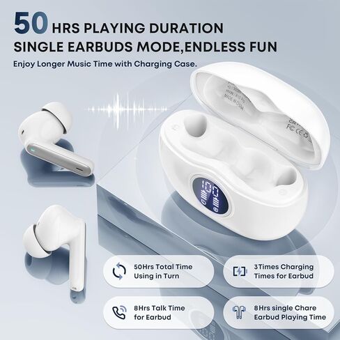 A10 Pro Wireless Earbuds Bluetooth 5.3 HiFi Stereo, 50H Playback LED Digital Display Earphones - Rose Gold (beiyon) in Kuwait
