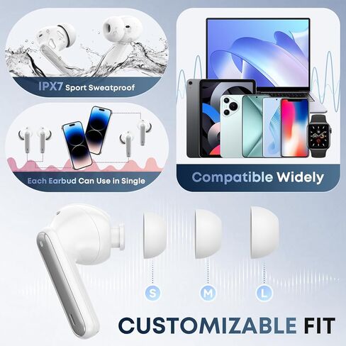 A10 Pro Wireless Earbuds Bluetooth 5.3 HiFi Stereo, 50H Playback LED Digital Display Earphones - Rose Gold (beiyon) in Kuwait