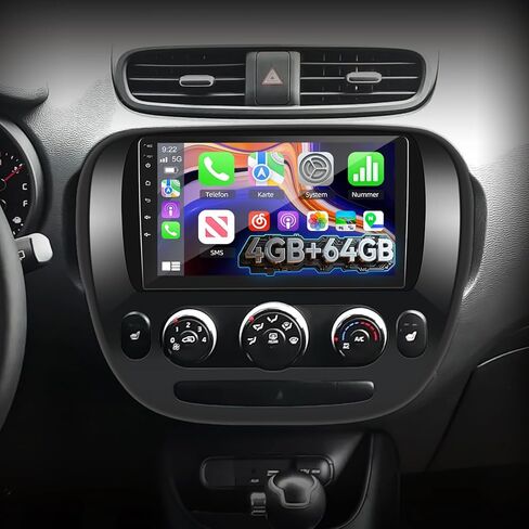 [4+64] راديو سيارة Volxcereo لراديو Kia Soul 2014 2015 2016 2017 (مكيف هواء يدوي)، شاشة لمس أندرويد 9 بوصة مع Carplay، Android Auto، GPS، WiFi، Bluetooth، SWC، DSP، FM/RDS in Kuwait