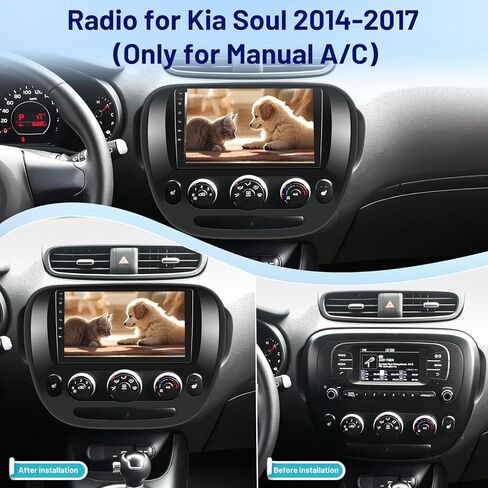 [4+64] راديو سيارة Volxcereo لراديو Kia Soul 2014 2015 2016 2017 (مكيف هواء يدوي)، شاشة لمس أندرويد 9 بوصة مع Carplay، Android Auto، GPS، WiFi، Bluetooth، SWC، DSP، FM/RDS in Kuwait