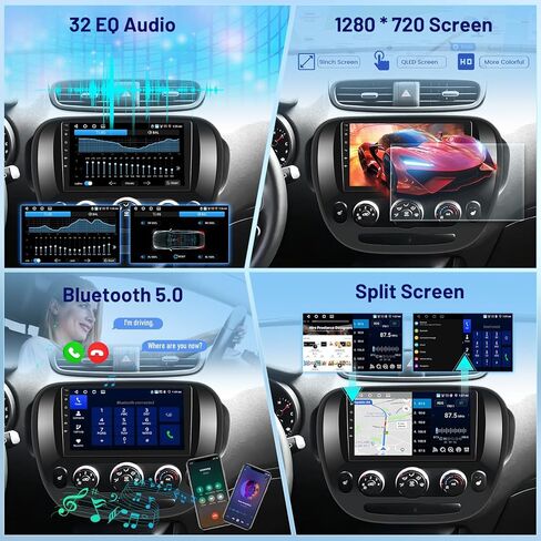 [4+64] راديو سيارة Volxcereo لراديو Kia Soul 2014 2015 2016 2017 (مكيف هواء يدوي)، شاشة لمس أندرويد 9 بوصة مع Carplay، Android Auto، GPS، WiFi، Bluetooth، SWC، DSP، FM/RDS in Kuwait