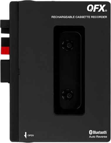 QFX RETRO-1980 Portable Bluetooth Cassette Tape Player Recorder, Auto Reverse, USB-C Rechargeable, Built-in Speaker and Microphone, Stereo Earbuds Included in Kuwait