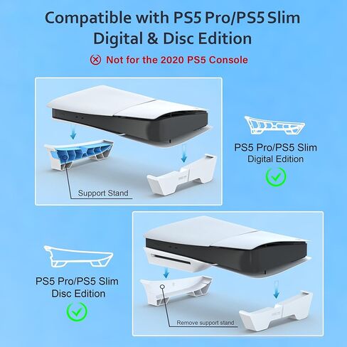 حامل أفقي لوحدة التحكم PS5 Pro/PS5 Slim، حامل قاعدة مسطحة، ملحقات ثابتة لجهاز PlayStation 5 Slim/Pro Disc والإصدار الرقمي (ليس لـ PS5) in Kuwait