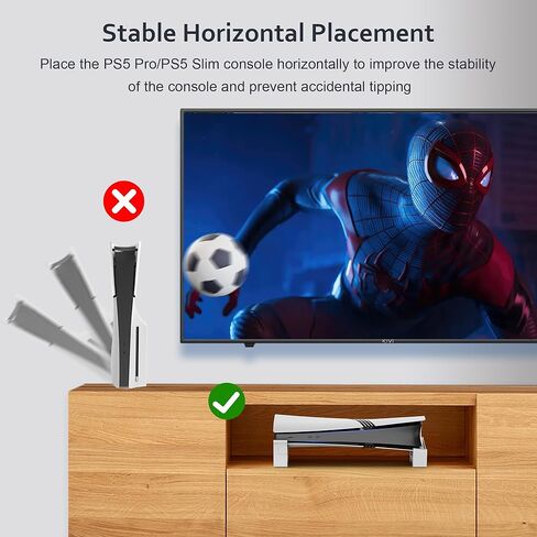 حامل أفقي لوحدة التحكم PS5 Pro/PS5 Slim، حامل قاعدة مسطحة، ملحقات ثابتة لجهاز PlayStation 5 Slim/Pro Disc والإصدار الرقمي (ليس لـ PS5) in Kuwait