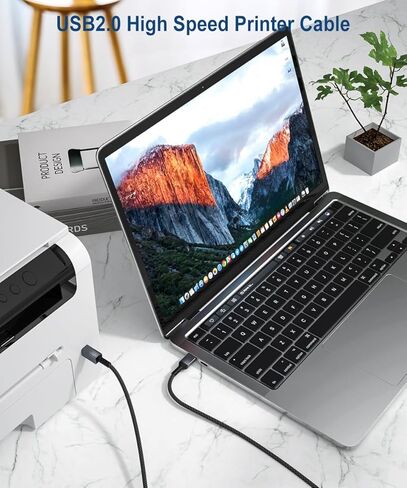 كابل طابعة USB بطول 20 قدمًا وكابل MIDI، سلك USB 2.0 طويل جدًا من النوع A إلى B، سلك ماسح ضوئي مجدول من النايلون مطلي بالذهب متوافق مع HP وCanon وEpson وYamaha Digital Piano وDAC وواجهة الصوت - رمادي in Kuwait