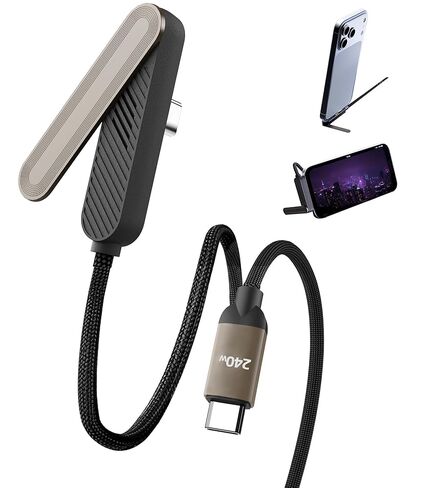[2026 Upgrade] Invisible Holder Charger Cable,USB-C to USB-C Cable with 360° Adjustable Metal Stand, 5ft Extended Type-C Connector for Thick Cases,2 in 1 Holder Charger for Gaming,Office and Home. in Kuwait